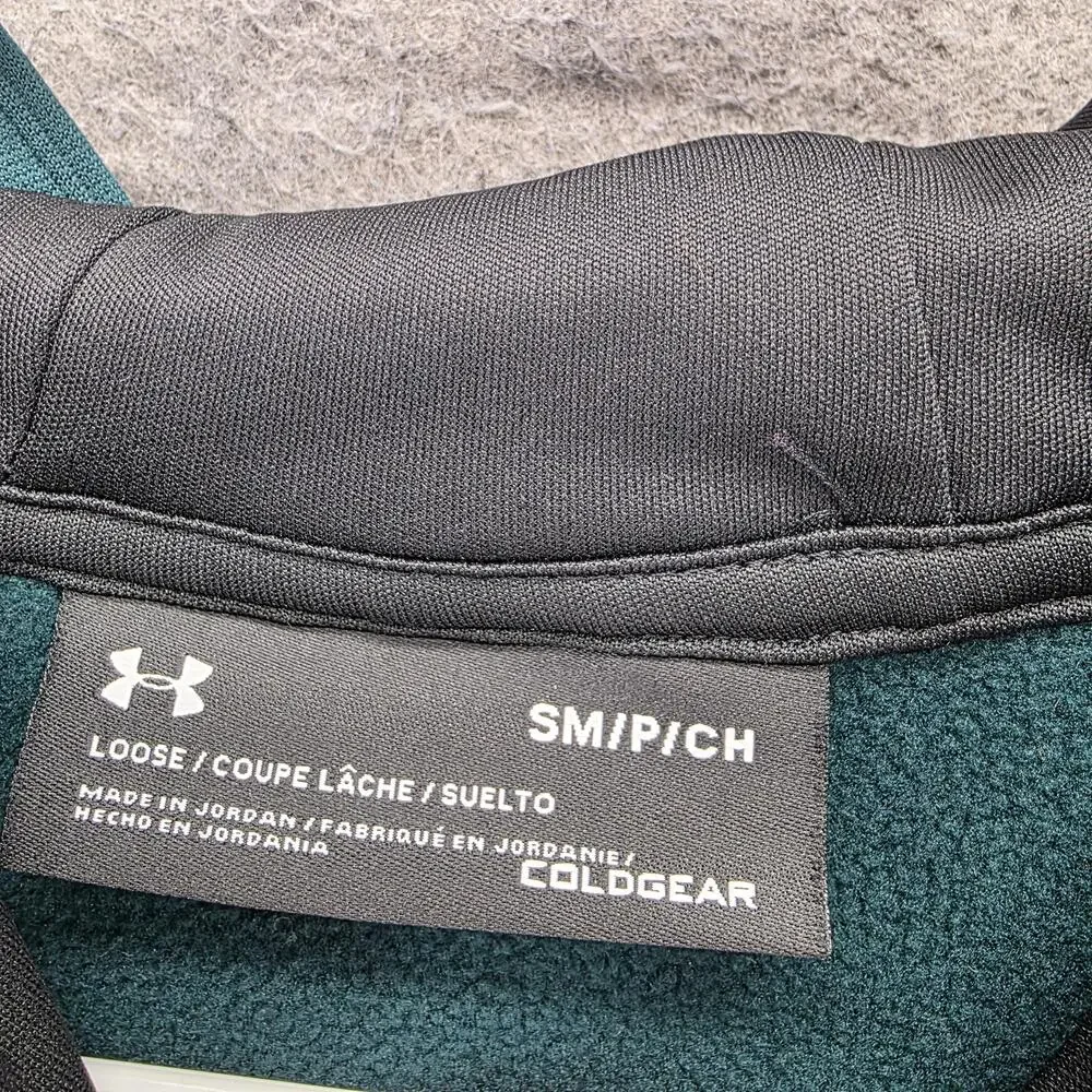 Under Armour Hoodie Mens S Green Vest 1/4 Zip Hooded Pockets Fleece ColdGear